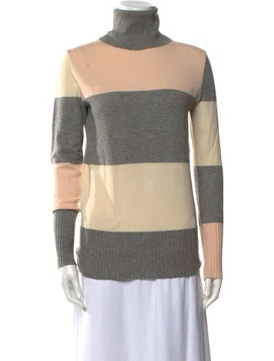 Pre-owned Theory Cashmere Striped Sweater In Neutral