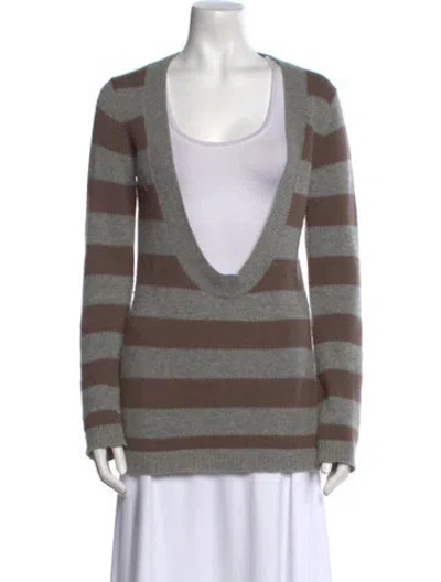 Pre-owned Theory Cashmere Striped Sweater In Neutral