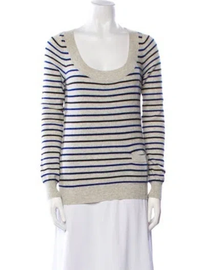Pre-owned Theory Cashmere Striped Sweater In Neutral