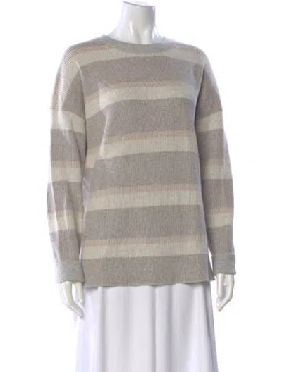 Pre-owned Theory Cashmere Striped Sweater In Neutral