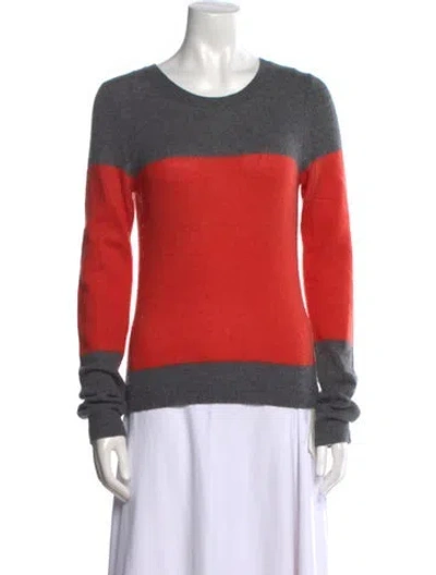 Pre-owned Theory Cashmere Striped Sweater In Orange
