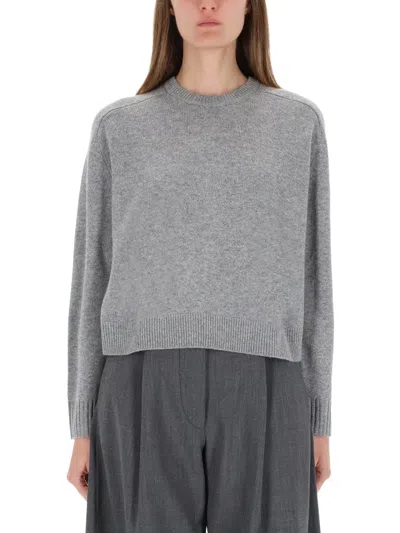 Theory Cashmere Cropped Sweater In Gray