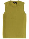 Theory Knit Top Ribbed Neckline And Hem Sleeveless In Green