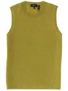 Theory Knit Top Ribbed Neckline And Hem Sleeveless In Green