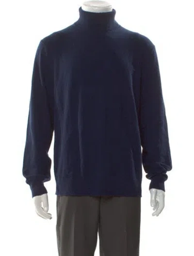 Pre-owned Theory Cashmere Turtleneck Pullover In Blue