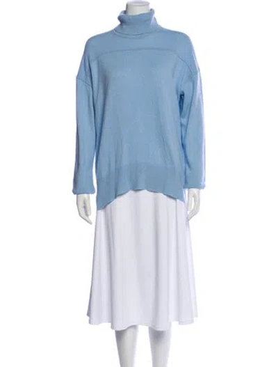 Pre-owned Theory Cashmere Turtleneck Sweater In Blue