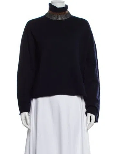 Pre-owned Theory Cashmere Turtleneck Sweater In Blue
