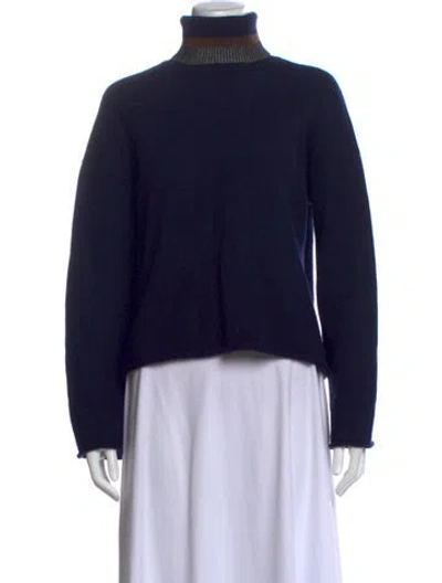 Pre-owned Theory Cashmere Turtleneck Sweater In Blue