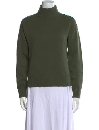 Pre-owned Theory Cashmere Turtleneck Sweater In Green