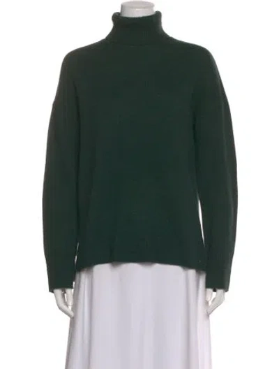 Pre-owned Theory Cashmere Turtleneck Sweater In Green