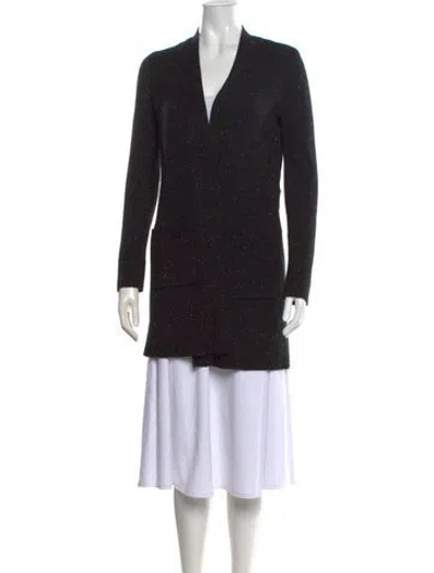 Pre-owned Theory Cashmere Tweed Pattern Sweater In Black