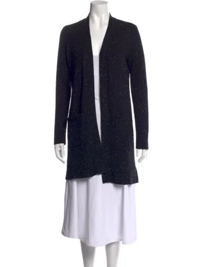 Pre-owned Theory Cashmere Tweed Pattern Sweater In Black