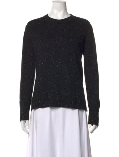 Pre-owned Theory Cashmere Tweed Pattern Sweater In Black