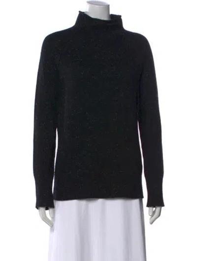 Pre-owned Theory Cashmere Tweed Pattern Sweater In Black/white