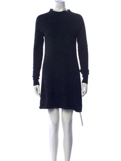 Pre-owned Theory Cashmere Tweed Pattern Sweater In Blue