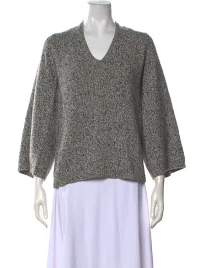 Pre-owned Theory Cashmere Tweed Pattern Sweater In Grey
