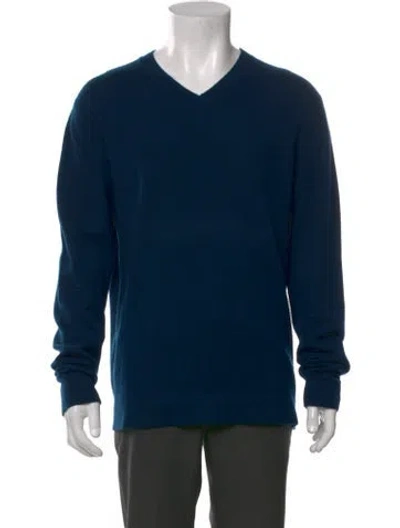 Pre-owned Theory Cashmere V-neck Pullover In Blue