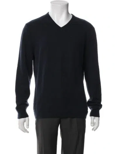 Pre-owned Theory Cashmere V-neck Pullover In Blue