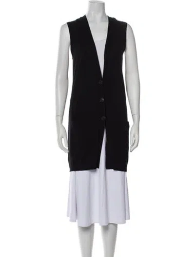 Pre-owned Theory Cashmere V-neck Sweater In Black