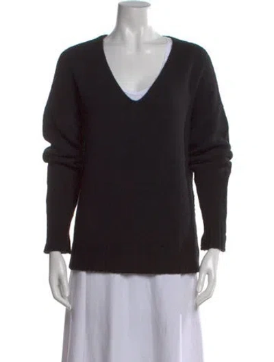 Pre-owned Theory Cashmere V-neck Sweater In Black