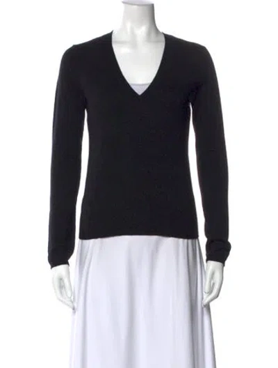 Pre-owned Theory Cashmere V-neck Sweater In Black