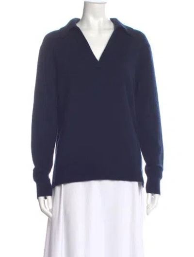 Pre-owned Theory Cashmere V-neck Sweater In Blue