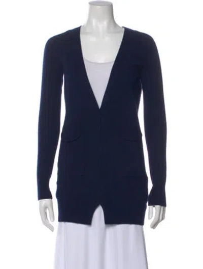 Pre-owned Theory Cashmere V-neck Sweater In Blue