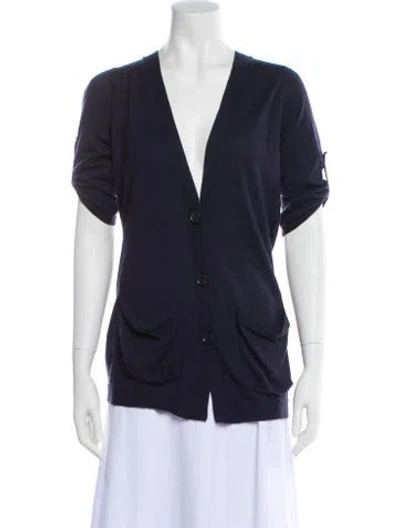 Pre-owned Theory Cashmere V-neck Sweater In Blue