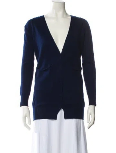 Pre-owned Theory Cashmere V-neck Sweater In Blue