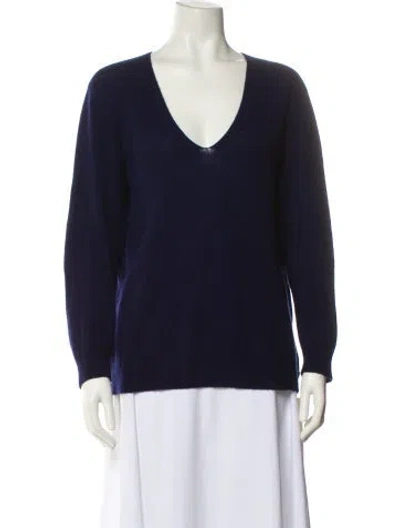 Pre-owned Theory Cashmere V-neck Sweater In Blue