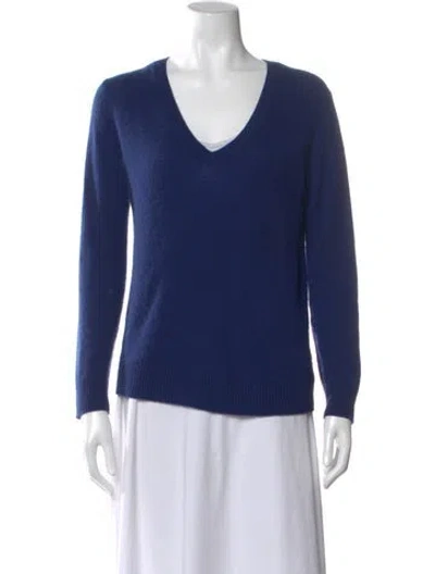 Pre-owned Theory Cashmere V-neck Sweater In Blue