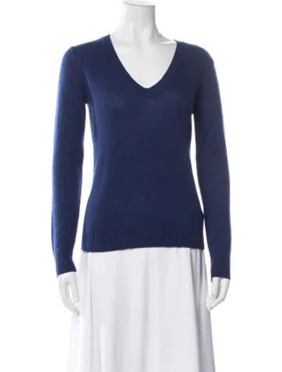 Pre-owned Theory Cashmere V-neck Sweater In Blue