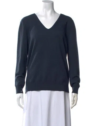 Pre-owned Theory Cashmere V-neck Sweater In Blue