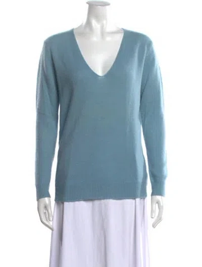 Pre-owned Theory Cashmere V-neck Sweater In Blue