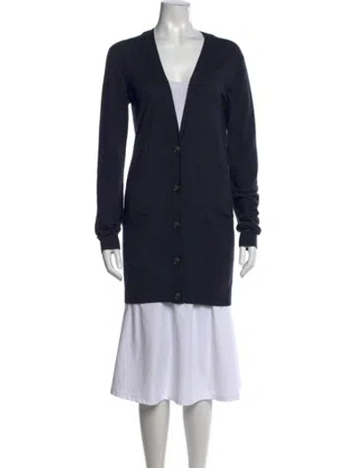 Pre-owned Theory Cashmere V-neck Sweater In Blue