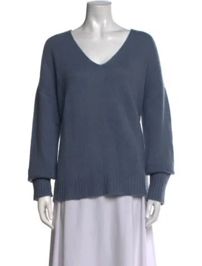Pre-owned Theory Cashmere V-neck Sweater In Blue