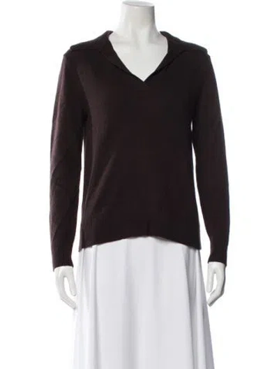 Pre-owned Theory Cashmere V-neck Sweater In Brown