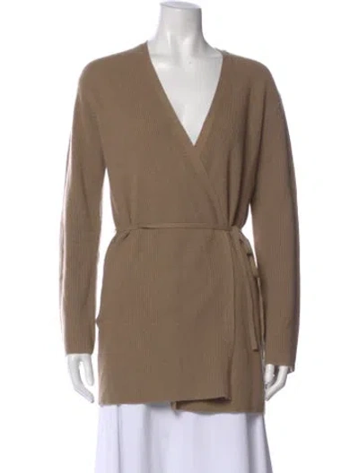 Pre-owned Theory Cashmere V-neck Sweater In Brown