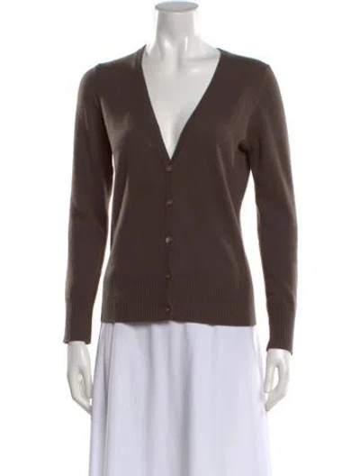 Pre-owned Theory Cashmere V-neck Sweater In Brown