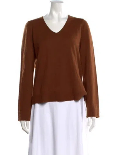 Pre-owned Theory Cashmere V-neck Sweater In Brown