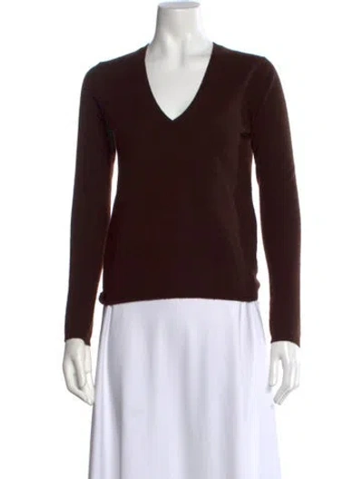 Pre-owned Theory Cashmere V-neck Sweater In Brown