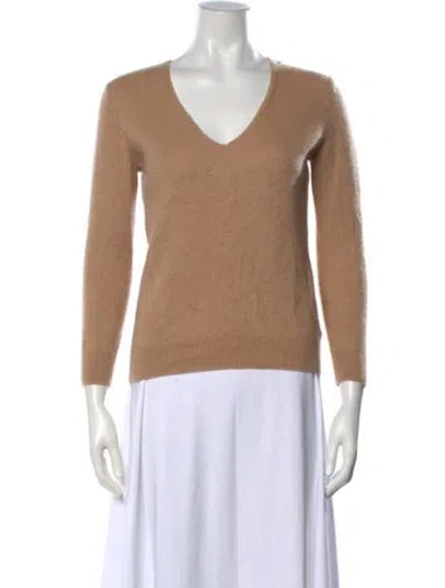 Pre-owned Theory Cashmere V-neck Sweater In Brown