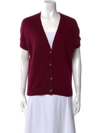 Pre-owned Theory Cashmere V-neck Sweater In Burgundy
