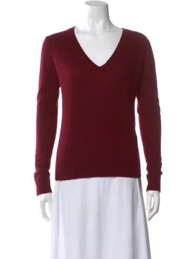 Pre-owned Theory Cashmere V-neck Sweater In Burgundy