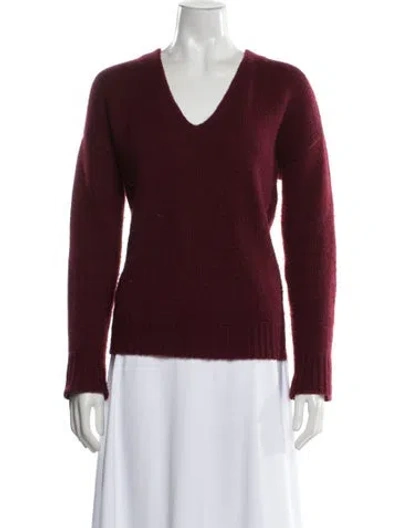Pre-owned Theory Cashmere V-neck Sweater In Burgundy