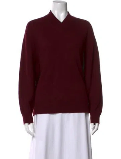Pre-owned Theory Cashmere V-neck Sweater In Burgundy