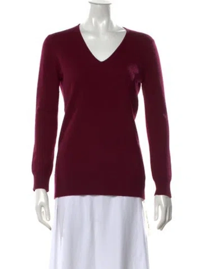 Pre-owned Theory Cashmere V-neck Sweater In Burgundy