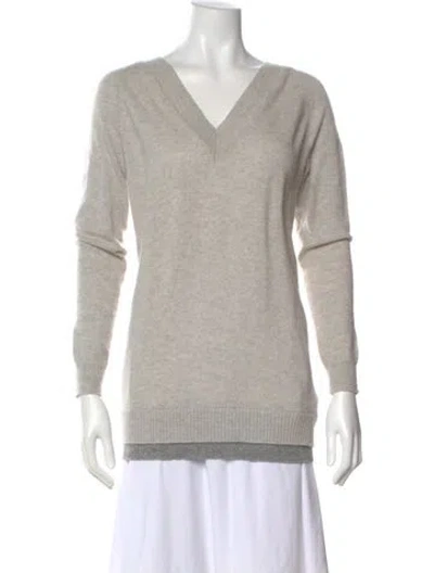 Pre-owned Theory Cashmere V-neck Sweater In Gray
