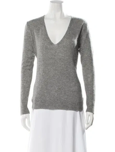Pre-owned Theory Cashmere V-neck Sweater In Gray