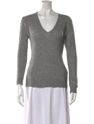 Pre-owned Theory Cashmere V-neck Sweater In Gray